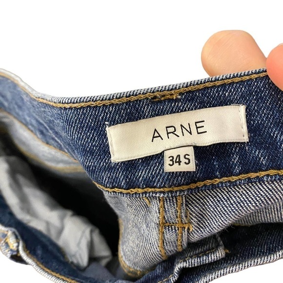 Arne womens Ankle Skinny Jeans Denim Stretch Mid Rise Pockets Pockets Blue 34 - Picture 6 of 8